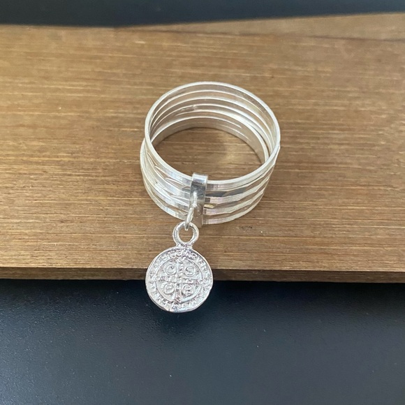 7 Stack Ring 925 Sterling Silver Saint Benedict Anillo Semanario Handmade Mexico - Picture 3 of 11